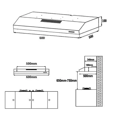 Valenti VH3026MS 600 mm Slimline Hood