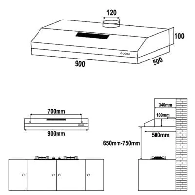 Valenti VH3029MS 900 mm Slimline Hood