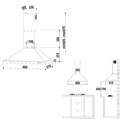 Valenti VH4019MS 900 mm Chimney Hood
