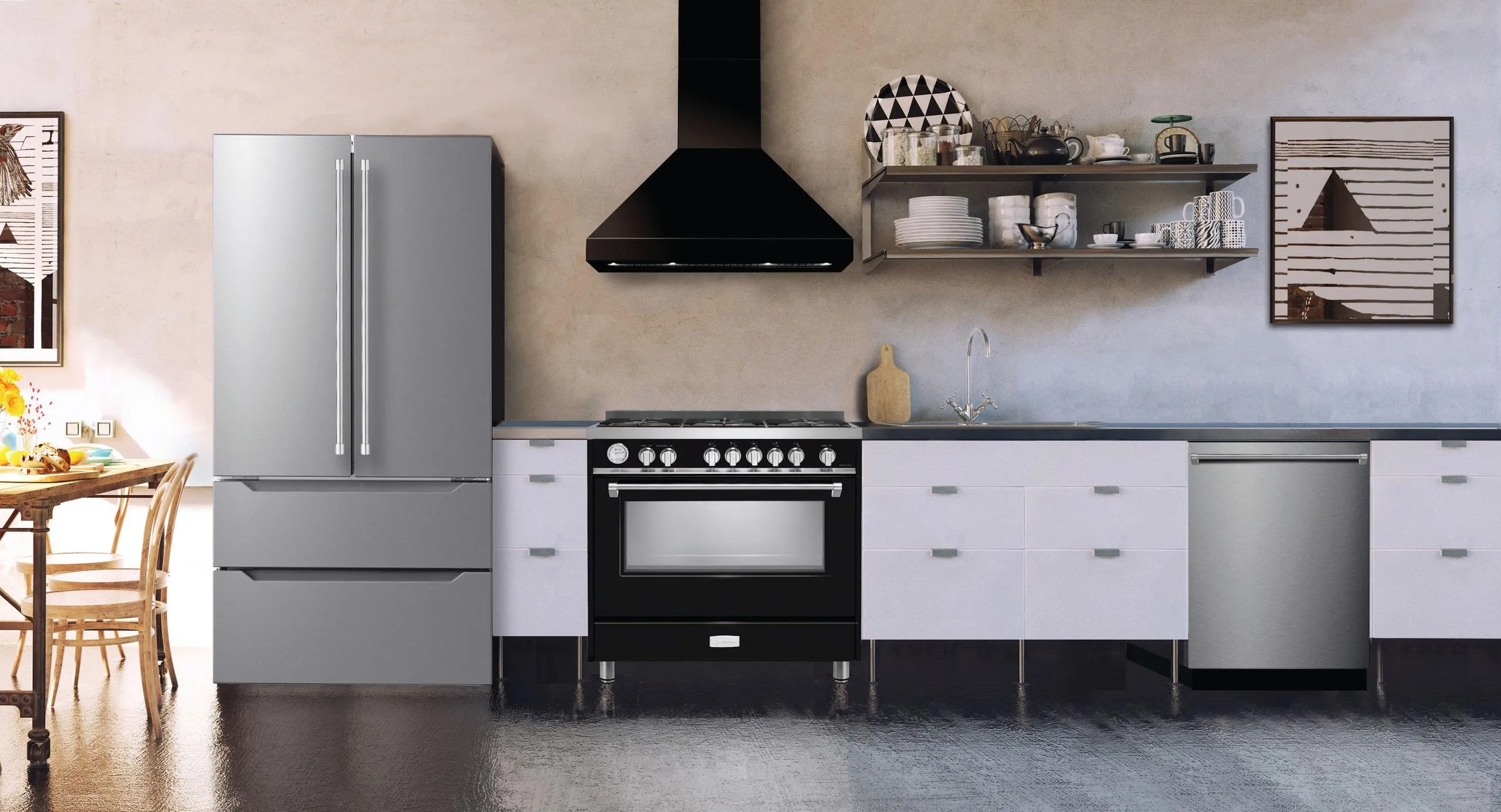 Verona VECHW36GGB 36" Designer Chimney Wall Hood- 600 Cfm - 4 Speeds