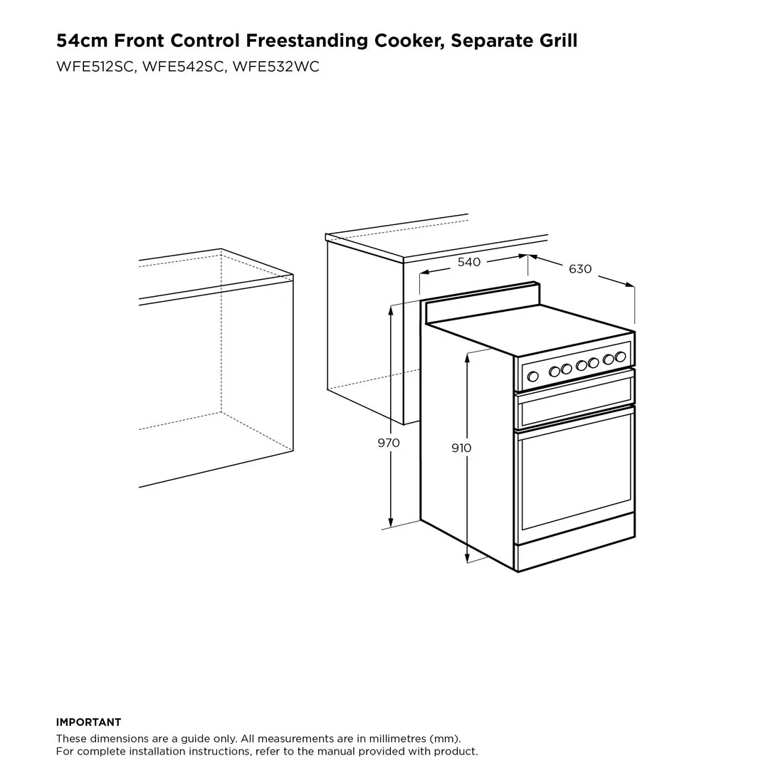 Westinghouse 54cm Freestanding Electric Oven and Solid Cooktop White