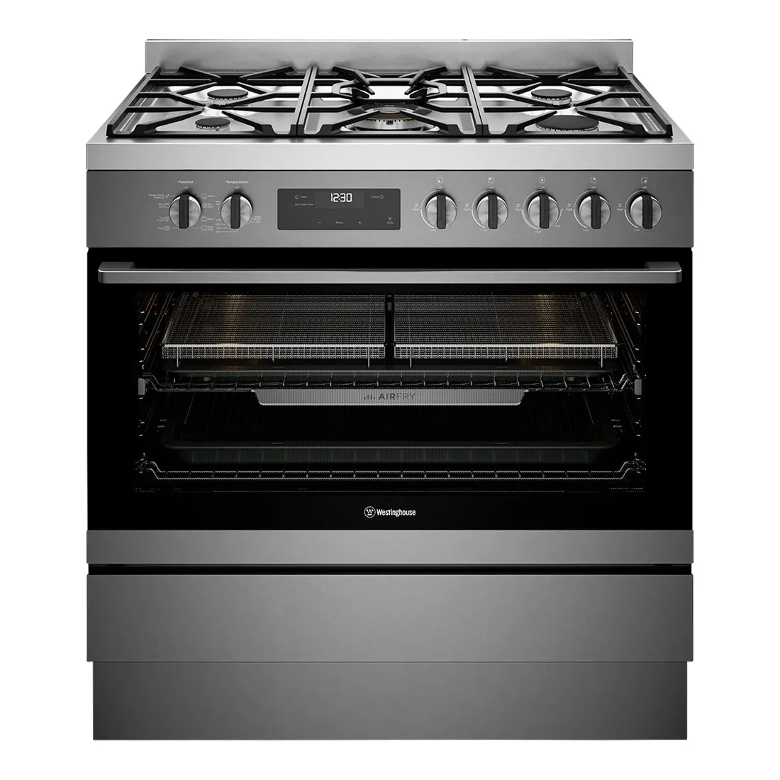 Westinghouse 90cm Dual Fuel Freestanding Oven with AirFry Dark Stainless Steel