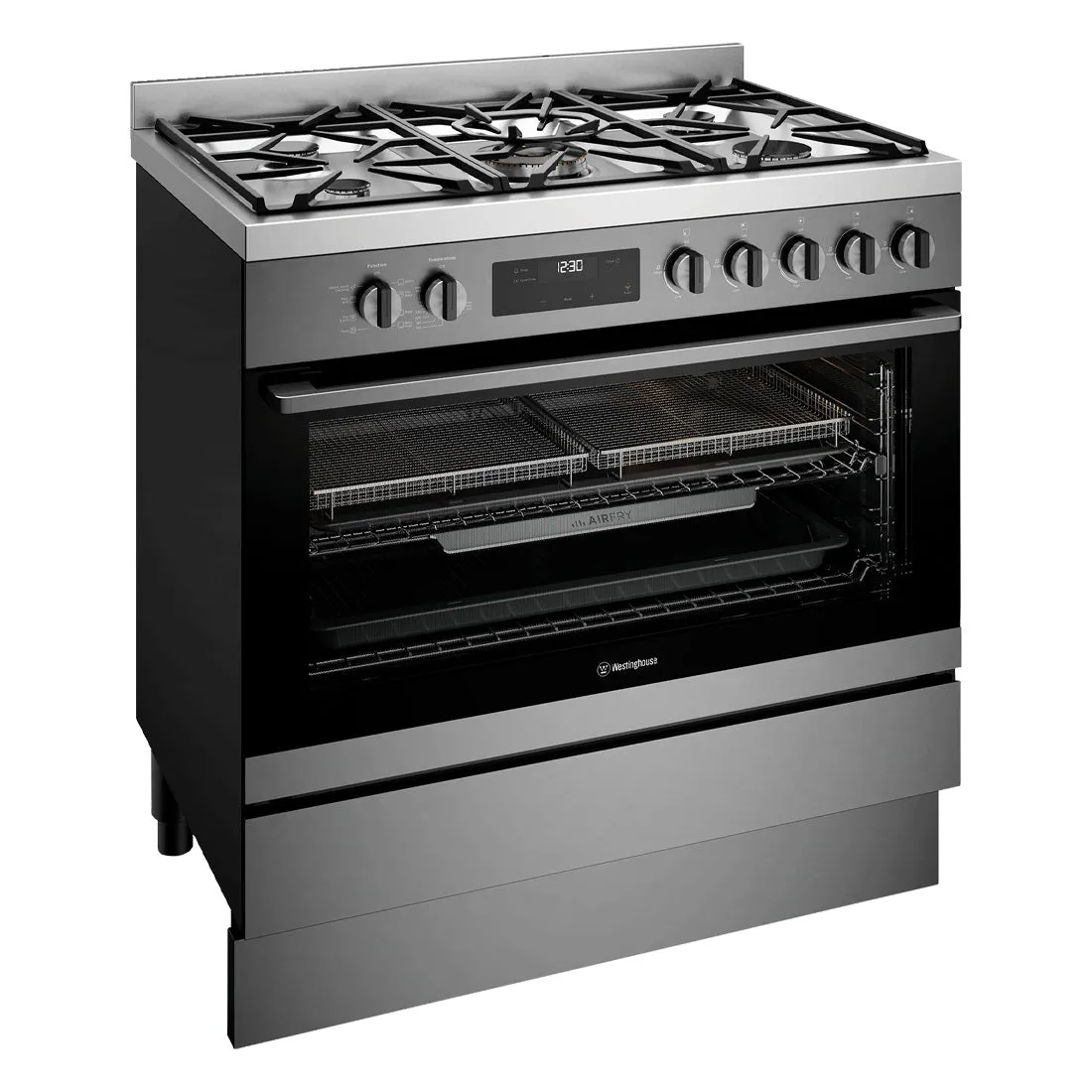 Westinghouse 90cm Dual Fuel Freestanding Oven with AirFry Dark Stainless Steel