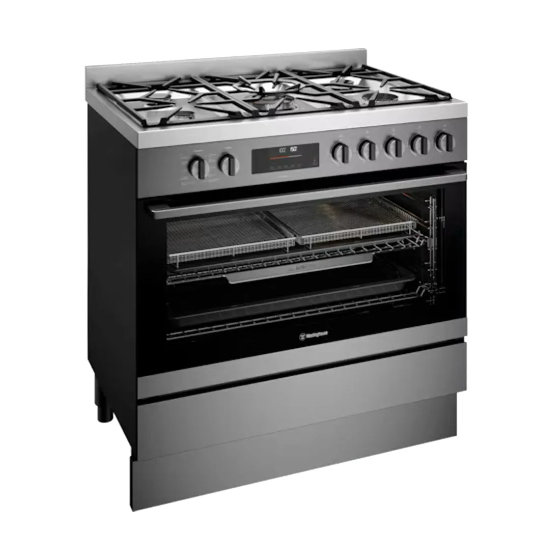 Westinghouse 90cm Dual Fuel Pyrolytic Freestanding Oven with AirFry Dark Stainless Steel