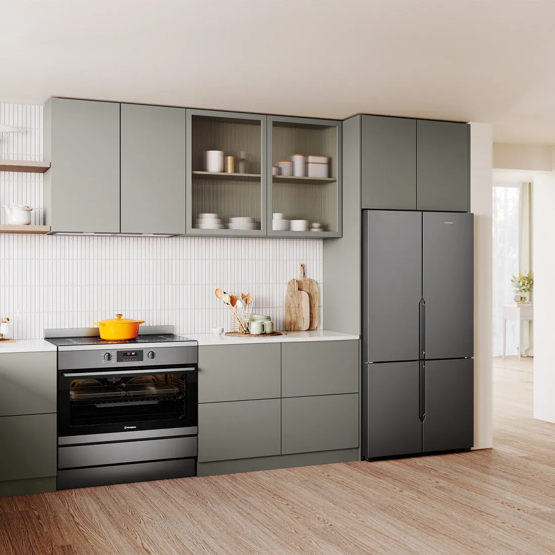 Westinghouse 90cm Electric Freestanding Oven with AirFry Dark Stainless Steel