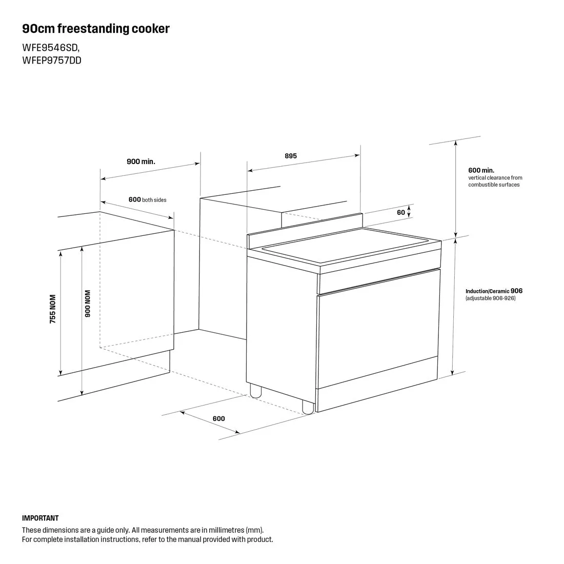 Westinghouse 90cm Electric Freestanding Oven with AirFry Stainless Steel
