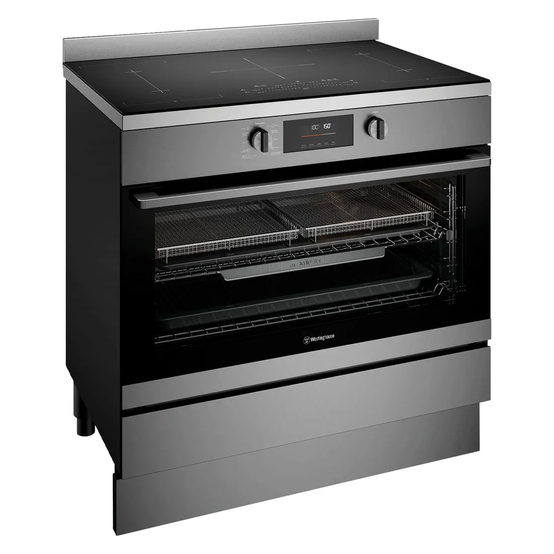 Westinghouse 90cm Electric Pyrolytic Freestanding Oven with AirFry Dark Stainless Steel
