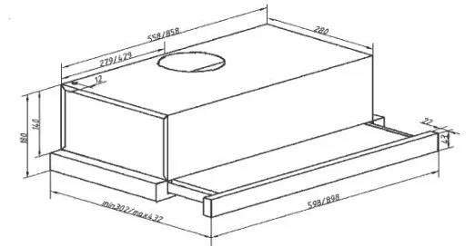 Whirlpool AKR6152IXDS-C 60cm Telescopic Hood