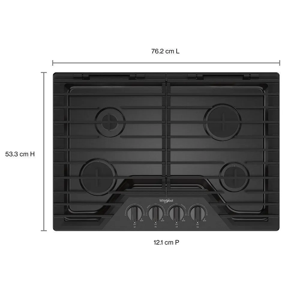 Whirlpool WCGK5030PV 30-Inch Gas Cooktop With Ez-2-Lift&#8482; Hinged Cast-Iron Grates