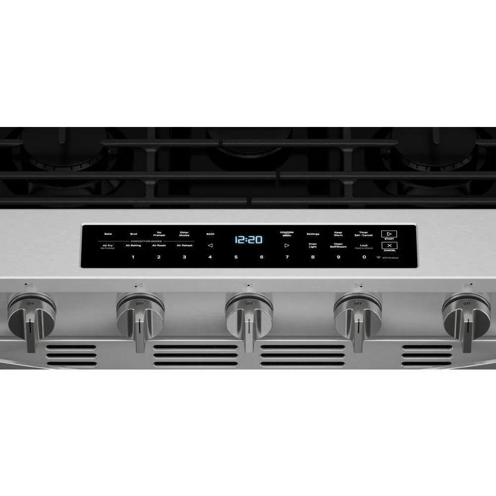 Whirlpool WSGS7530RZ 30-Inch Smart Slide In Gas Range With Air Cooking Technology, No Preheat Air Fry, Wipeclean&#8482; Coating, Steam/Self Clean And High Speed Preheat