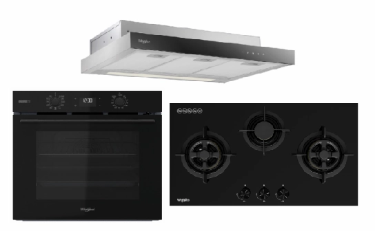 Whirlpools W4OMSK58RU1SBA 60cm W COLLECTION Multifunction Oven with Gentle Steam Function   Whirlpools GWG8830TS 88cm 3-Burners Gas Hob (Town Gas)   Whirlpools WCO9FTS 90cm Compact Hood