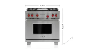 Wolf DF36450GSPLP 36" Dual Fuel Range - 4 Burners And Infrared Griddle