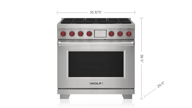 Wolf DF36650SP 36" Dual Fuel Range - 6 Burners
