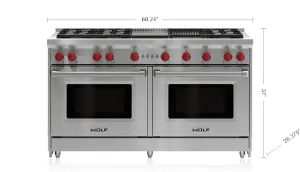 Wolf GR606CG 60" Gas Range - 6 Burners, Infrared Charbroiler And Infrared Griddle