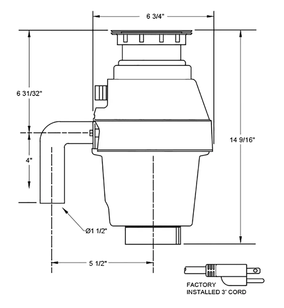 Xo Appliance XOD12HP 1/2 Hp Twist Lock Mount, Continuous Feed Disposal