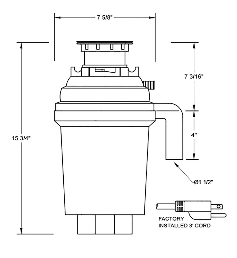 Xo Appliance XOD1HP 1 Hp Twist Lock Mount, Continuous Feed Disposal