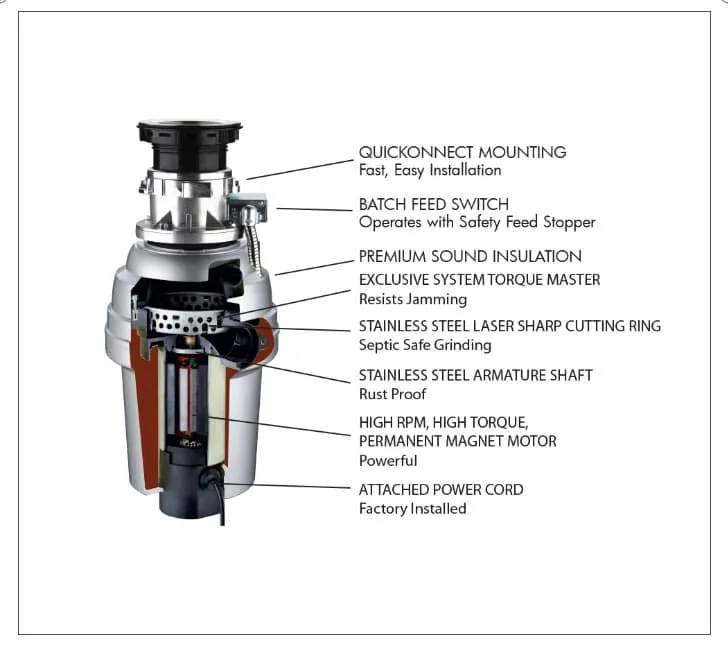 Xo Appliance XOD1HPBF 1 Hp Twist Lock Mount, Batch Feed Disposal