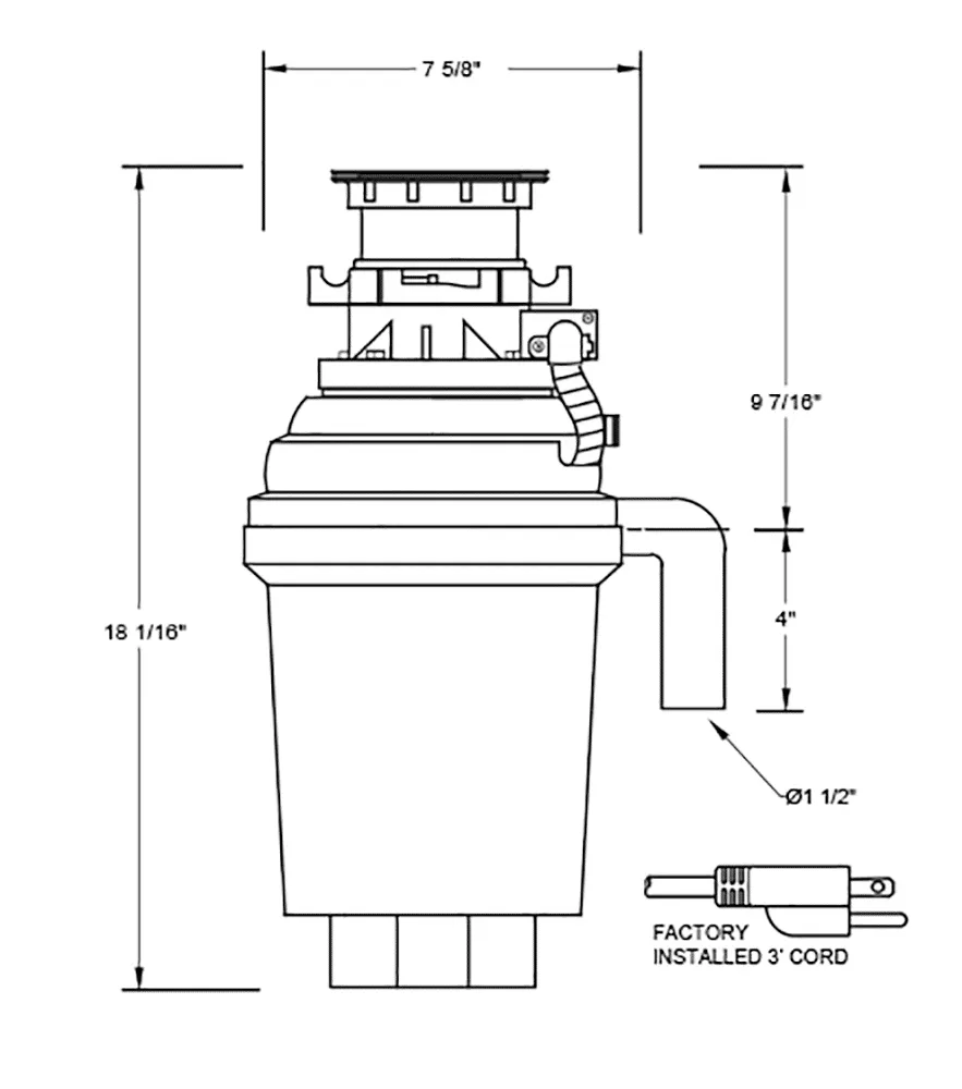 Xo Appliance XOD34HPBF 3/4 Hp Twist Lock Mount, Batch Feed Disposal