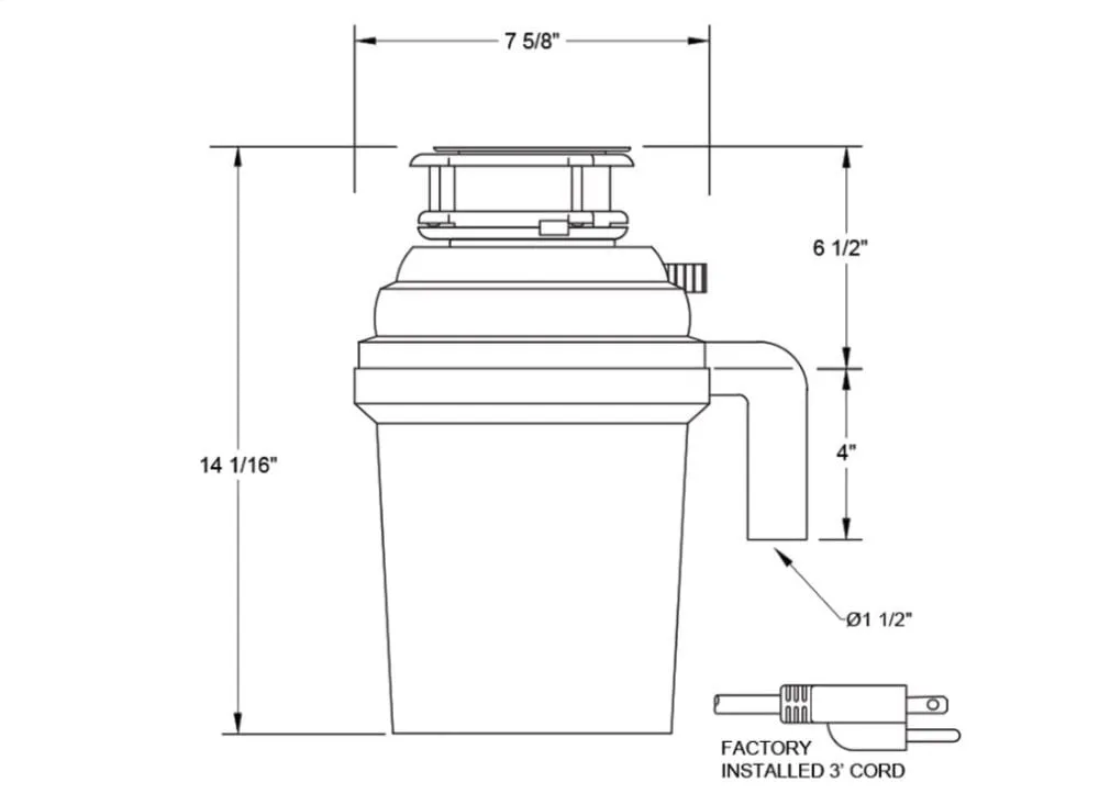 Xo Appliance XOD34PRO 3/4 Hp Pro 3 Bolt Mount, Continuous Feed Disposal
