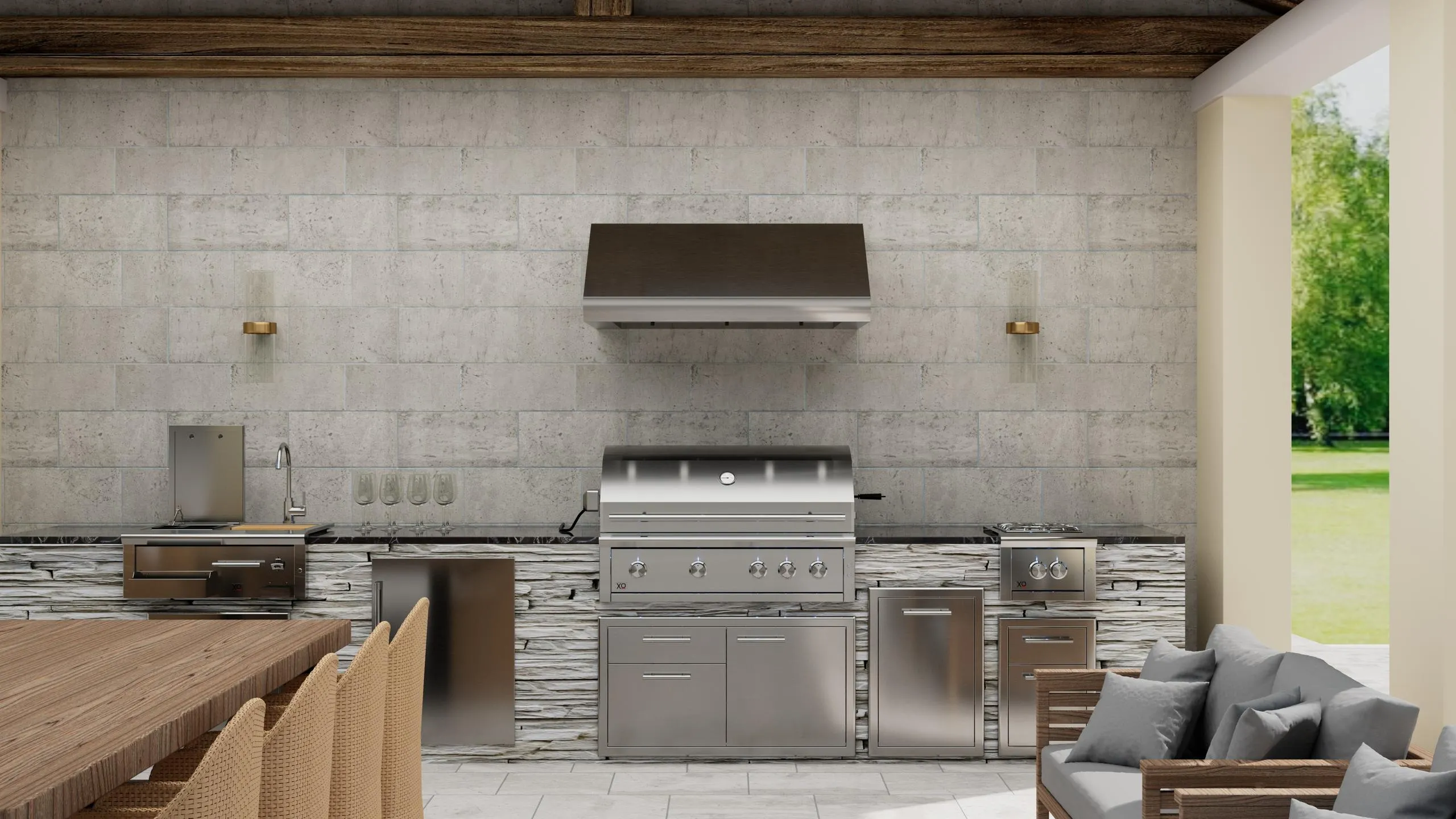 Xo Appliance XOGV42S Outdoor Hood, 42Inw, 33Ind, 18Int, 1200Cfm, Leds, Pro Baffle Filters