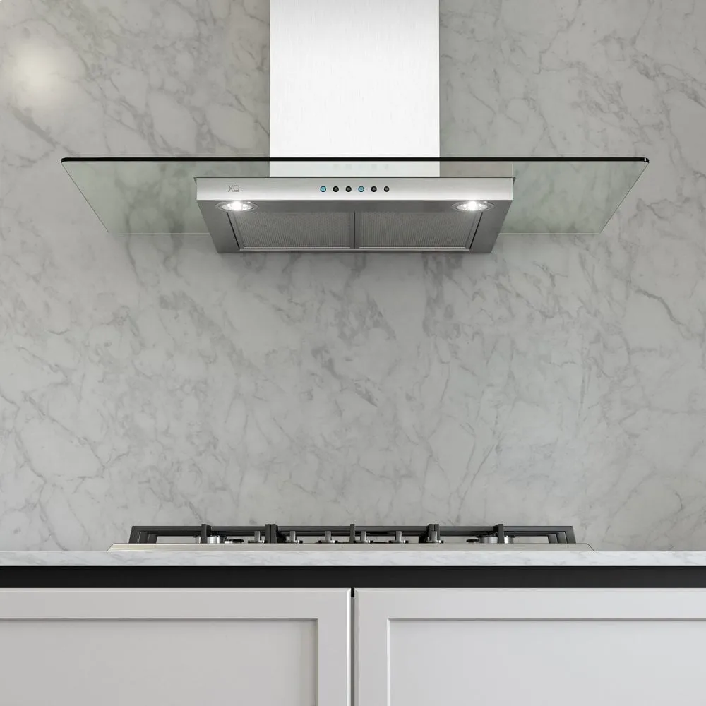 Xo Appliance XOQ36GC 36" 600/395 Cfm Wall Chimney Hood Stainless/Glass