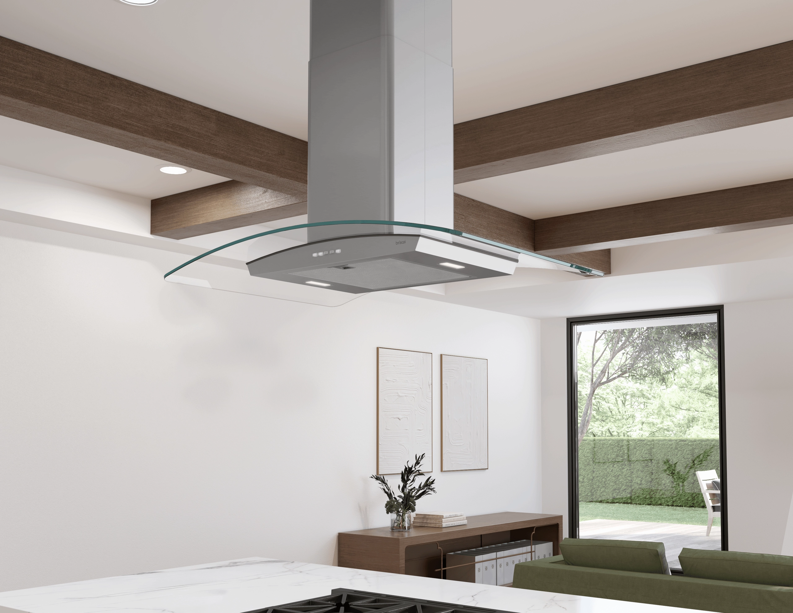 Zephyr BMLE30CG Brisas Curved Glass Island, 30" G, Act, Led