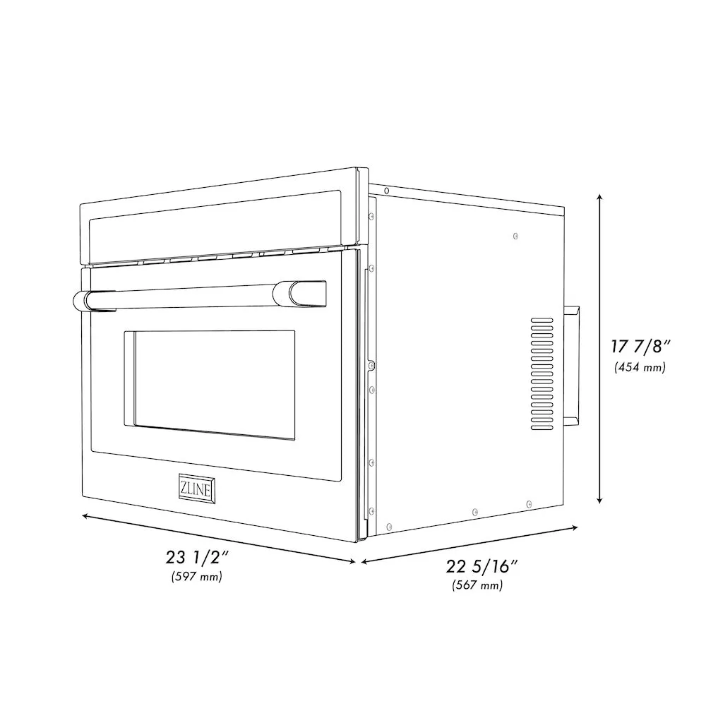 ZLINE 24 in. 1.6 cu ft. Built-in Convection Microwave Oven in Satin Stainless Steel with Speed and Sensor Cooking (MWO-24-SS)