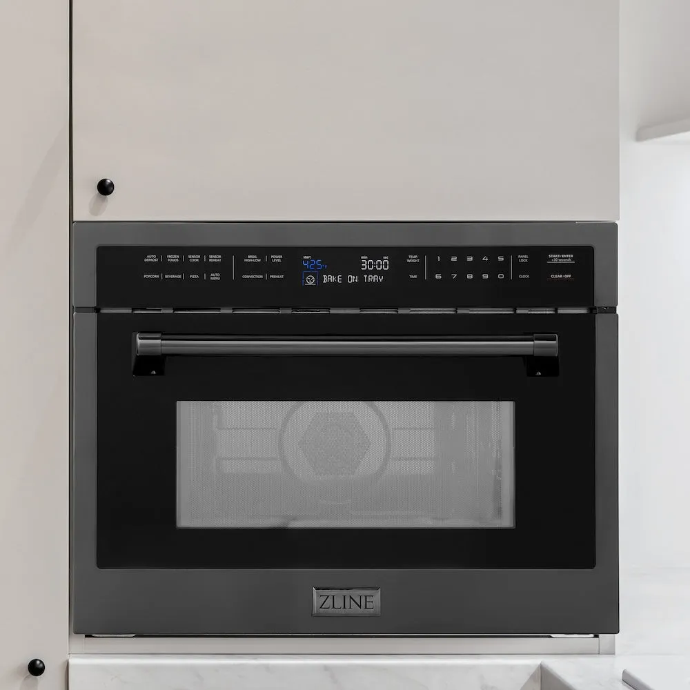 ZLINE 24 in. Black Stainless Steel Built-in Convection Microwave Oven with Speed and Sensor Cooking (MWO-24-BS)