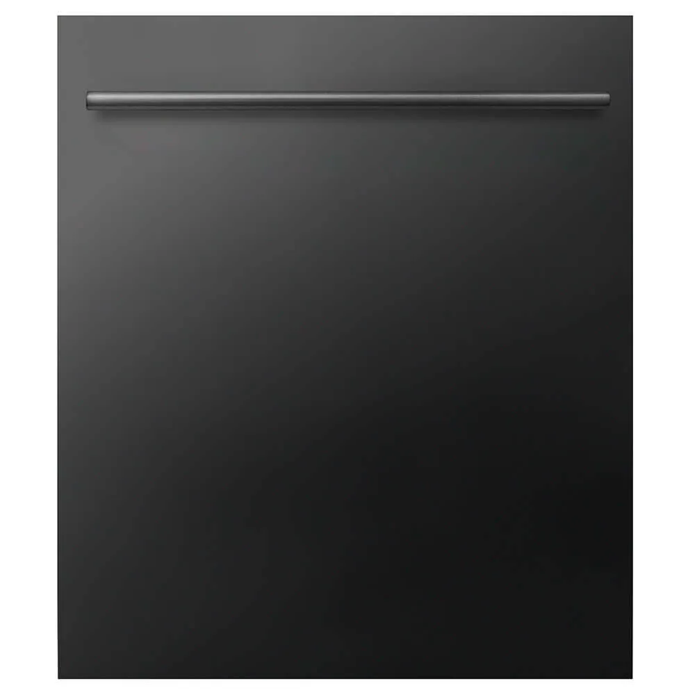 ZLINE 24 in. Black Stainless Top Control Built-In Dishwasher with Stainless Steel Tub and Modern Style Handle, 52dBa (DW-BS-H-24)