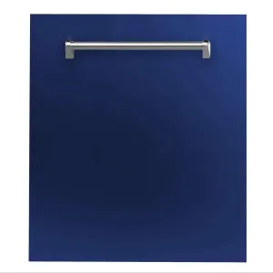 ZLINE 24 in. Blue Gloss Top Control Built-In Dishwasher with Stainless Steel Tub and Traditional Style Handle, 52dBa (DW-BG-24)