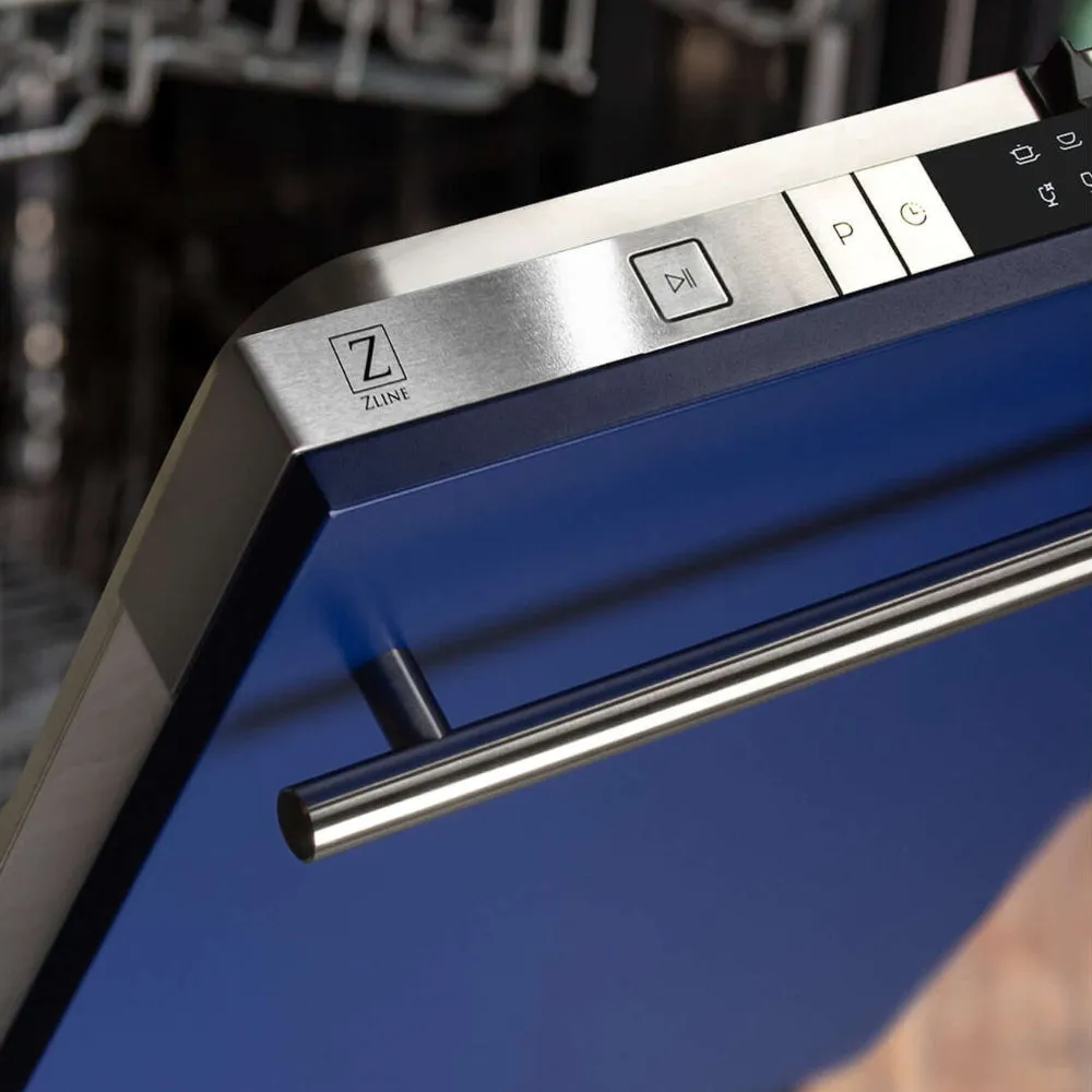 ZLINE 24 in. Blue Matte Top Control Built-In Dishwasher with Stainless Steel Tub and Modern Style Handle, 52dBa (DW-BM-H-24)