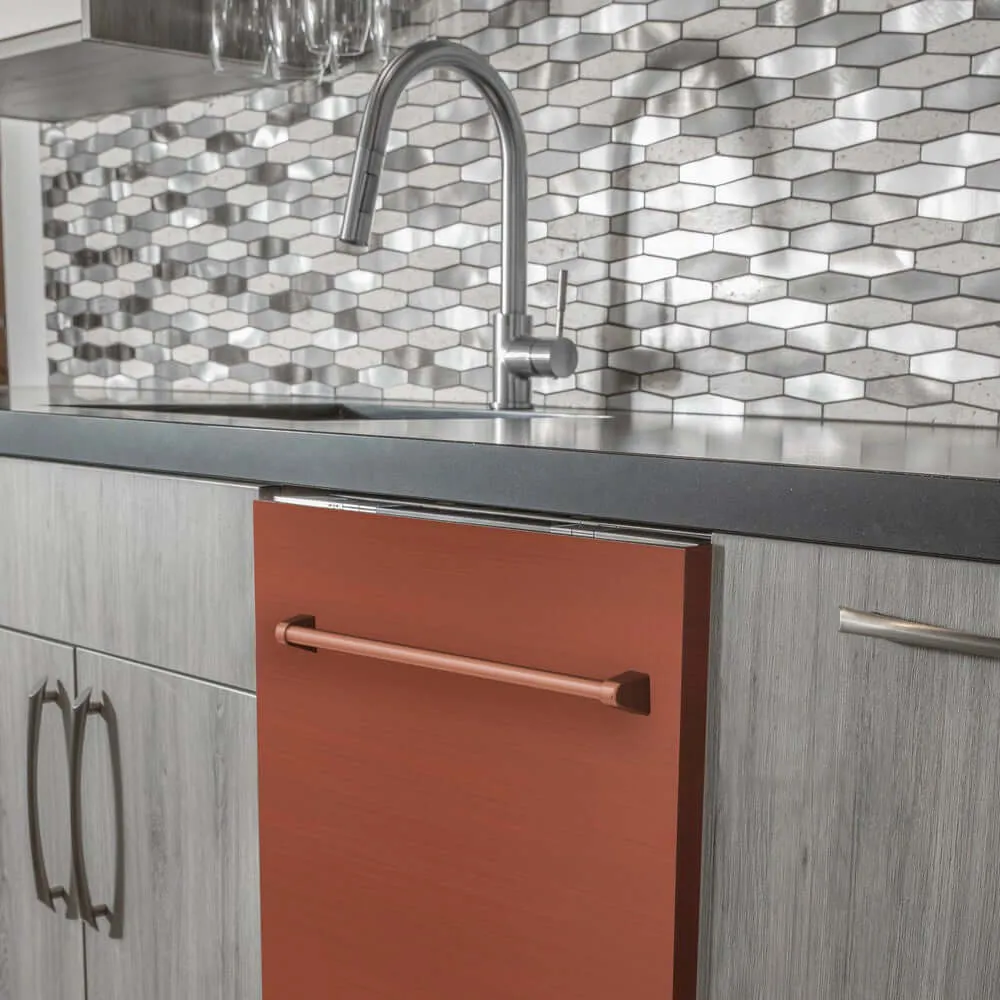 ZLINE 24 in. Copper Top Control Built-In Dishwasher with Stainless Steel Tub and Traditional Style Handle, 52dBa (DW-C-H-24)