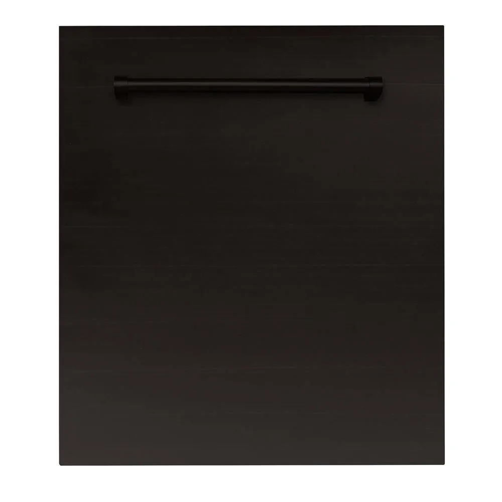 ZLINE 24 in. Oil-Rubbed Bronze Top Control Built-In Dishwasher with Stainless Steel Tub and Traditional Style Handle, 52dBa (DW-ORB-H-24)