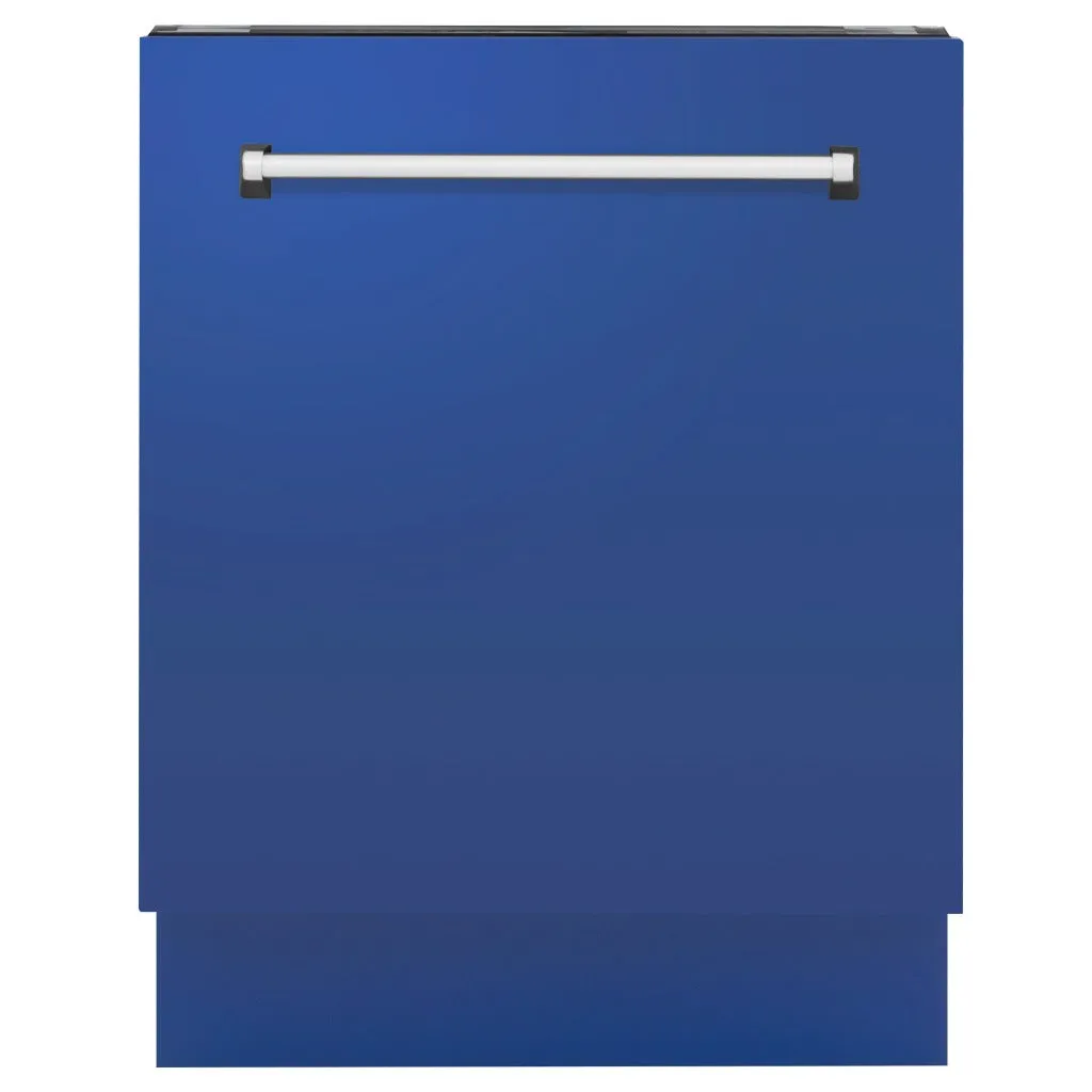 ZLINE 24 in. Tallac Series 3rd Rack Tall Tub Dishwasher in Blue Matte with Stainless Steel Tub, 51dBa (DWV-BM-24)