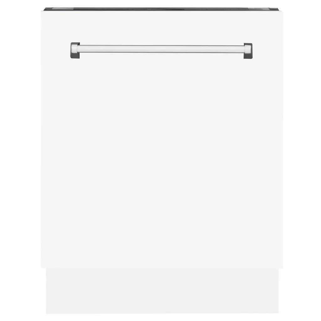 ZLINE 24 in. Tallac Series 3rd Rack Tall Tub Dishwasher in White Matte with Stainless Steel Tub, 51dBa (DWV-WM-24)