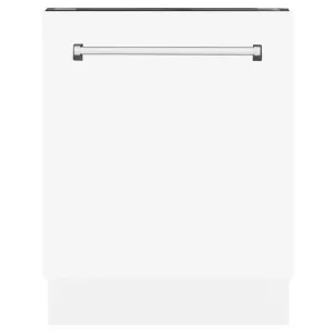 ZLINE 24 in. Tallac Series 3rd Rack Tall Tub Dishwasher in White Matte with Stainless Steel Tub, 51dBa (DWV-WM-24)