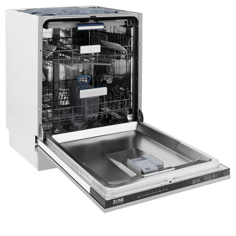 ZLINE 24 in. Tallac Series 3rd Rack Tall Tub Dishwasher with Satin Stainless Steel Panel and Stainless Steel Tub, 51dBa (DWV-SN-24)