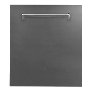 ZLINE 24 in. Top Control Built-In Dishwasher with Satin Stainless Steel Panel and Stainless Steel Tub with Traditional Style Handle, 52dBa (DW-SN-H-24)