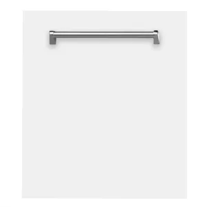 ZLINE 24 in. White Matte Top Control Built-In Dishwasher with Stainless Steel Tub and Traditional Style Handle, 52dBa (DW-WM-24)