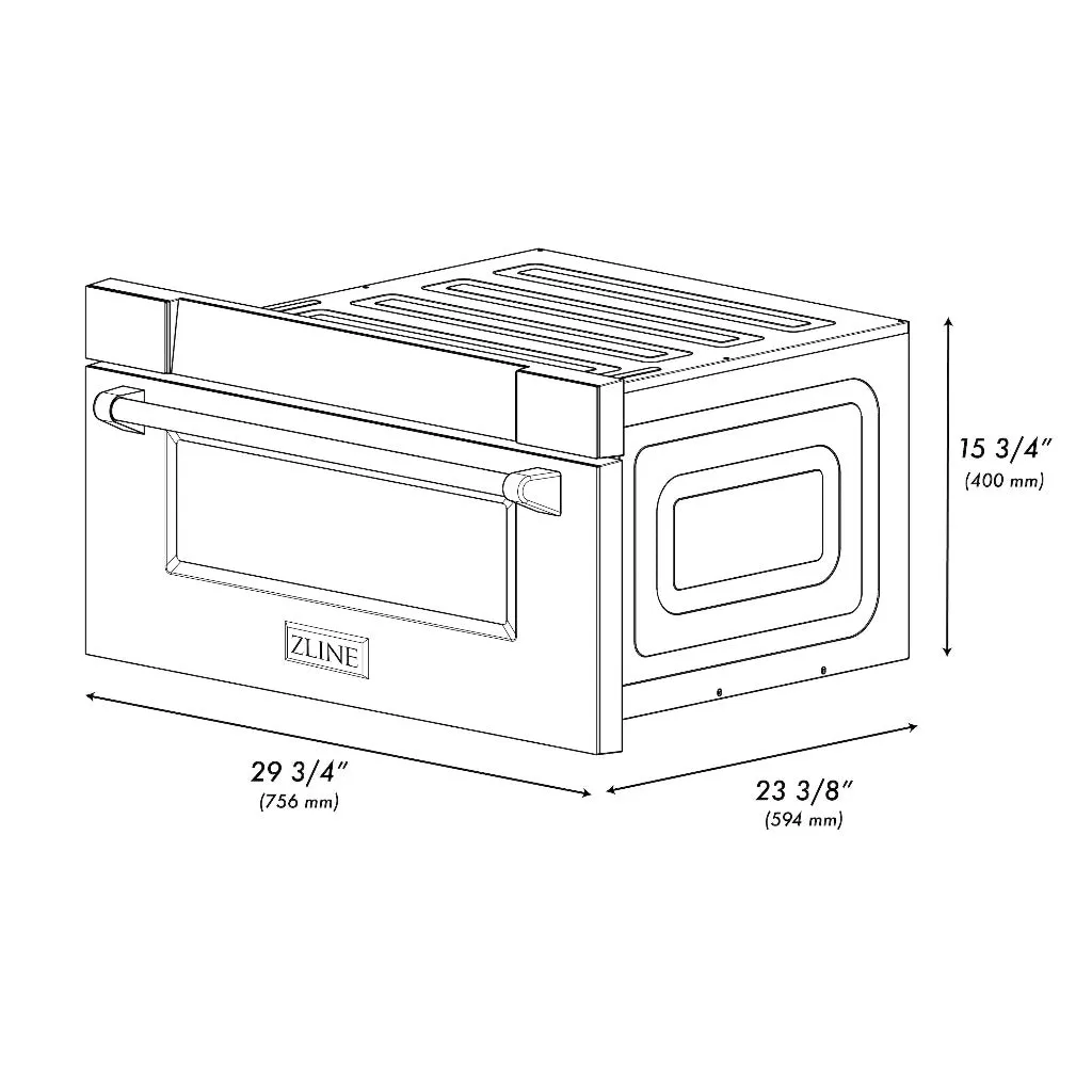 ZLINE 30 in. 1.2 cu. ft. Black Stainless Steel Built-In Microwave Drawer (MWD-30-BS)