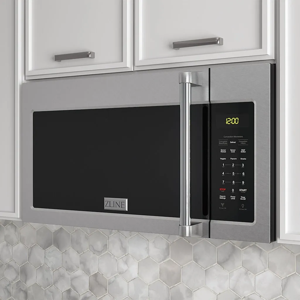 ZLINE 30 in. 1.5 cu. ft. Over-The-Range Convection Microwave Oven in Satin Stainless Steel with Traditional Handle and Sensor Cooking (MWO-OTR-H-30-SS)