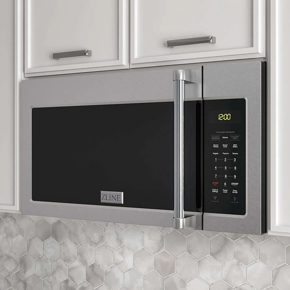 ZLINE 30 in. 1.5 cu. ft. Over-The-Range Microwave in Satin Stainless Steel with Traditional Handle and Set of 2 Charcoal Filters (MWO-OTRCFH-30-SS)