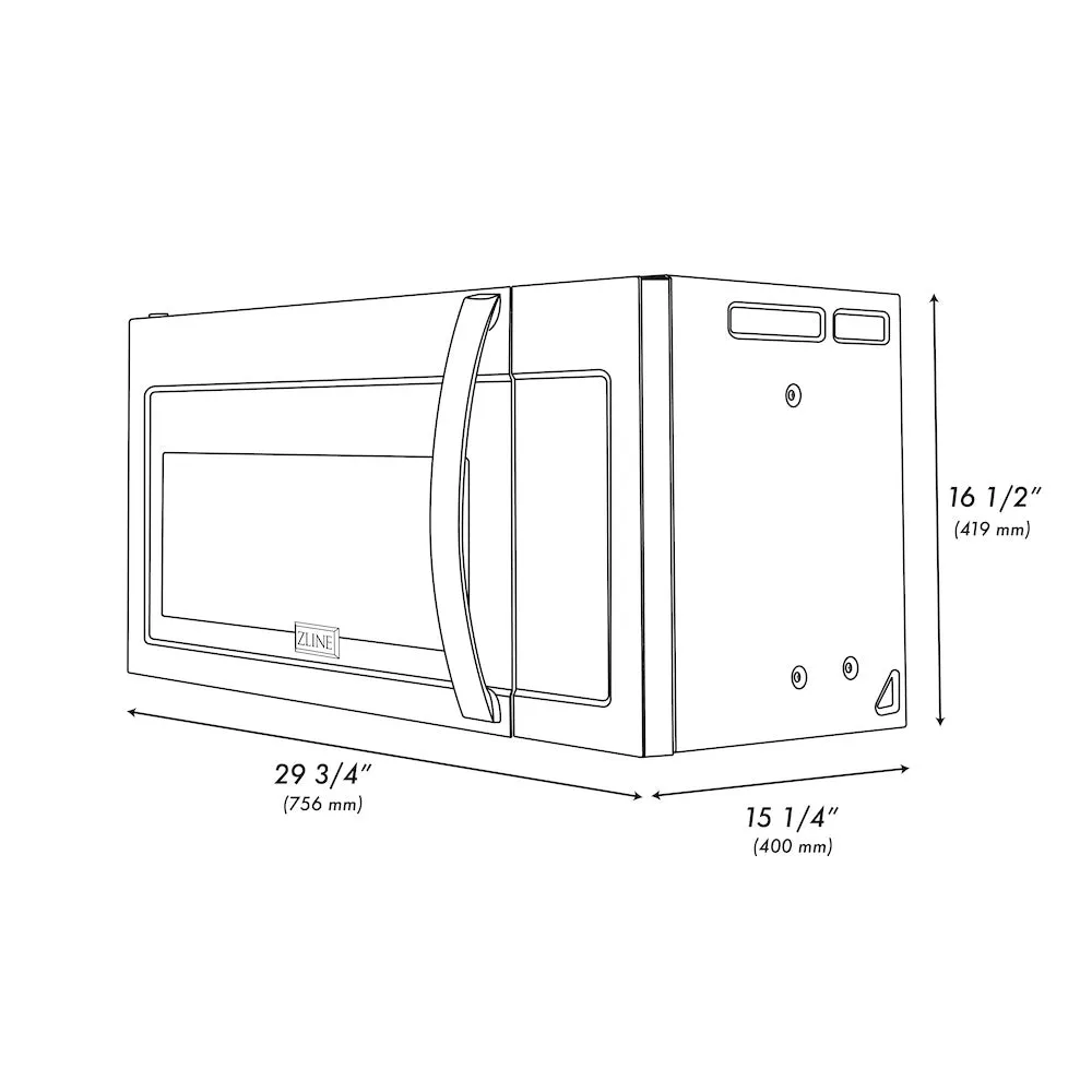 ZLINE 30 in. Black Stainless Steel Over the Range Convection Microwave Oven with Modern Handle (MWO-OTR-30-BS)