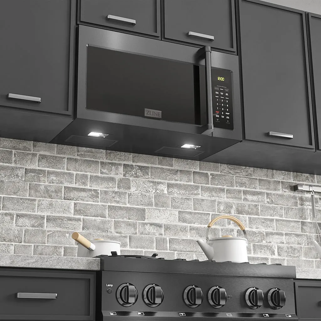 ZLINE 30 in. Black Stainless Steel Over the Range Convection Microwave Oven with Traditional Handle (MWO-OTR-H-30-BS)