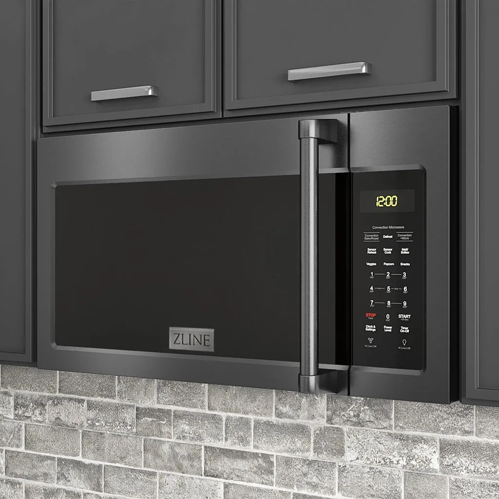 ZLINE 30 in. Black Stainless Steel Over the Range Convection Microwave Oven with Traditional Handle (MWO-OTR-H-30-BS)