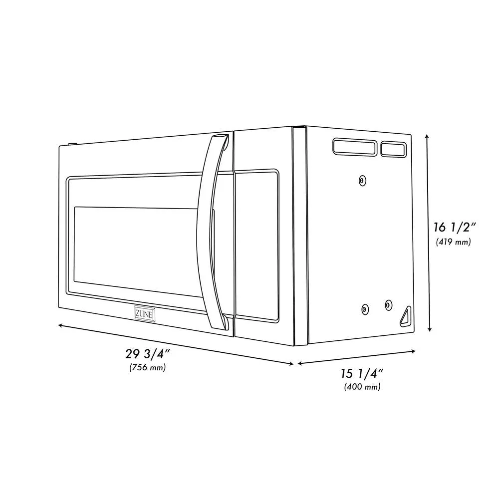 ZLINE 30 in. Recirculating Over-the-Range Convection Microwave Oven with Charcoal Filters in Stainless Steel (MWO-OTRCF-30)