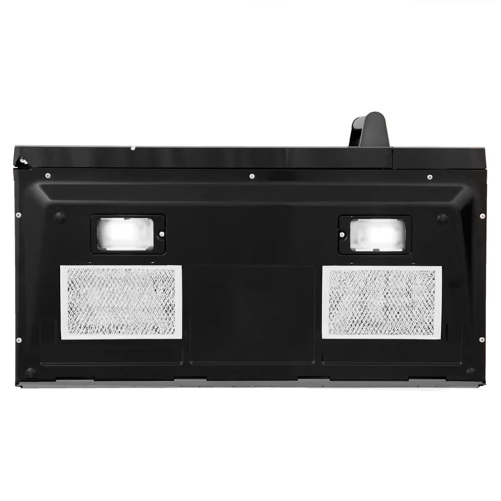 ZLINE 30 in. Recirculating Over the Range Convection Microwave Oven with Traditional Handle and Charcoal Filters in Black Stainless Steel (MWO-OTRCFH-30-BS)