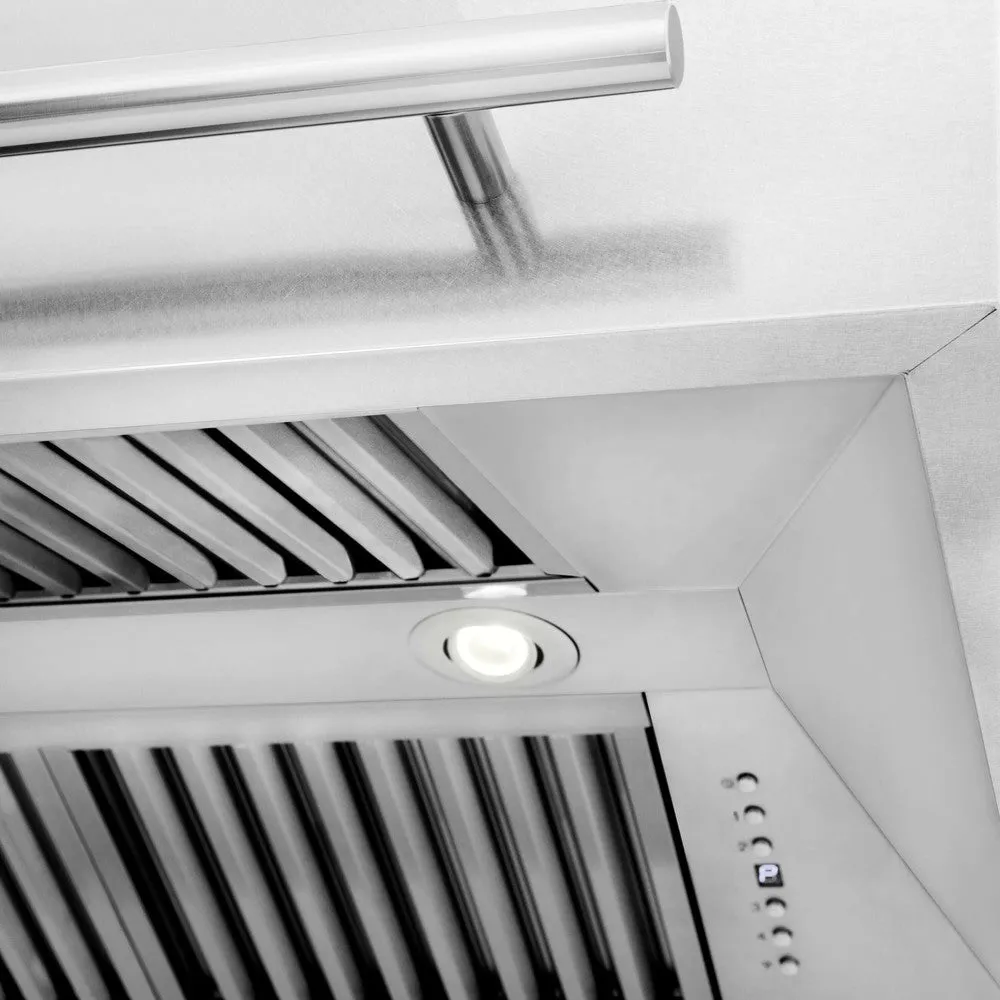 ZLINE 30 in. Satin Stainless Steel Wall Mount Range Hood with Colored Shell and Stainless Steel Handle (8654SNX-30)
