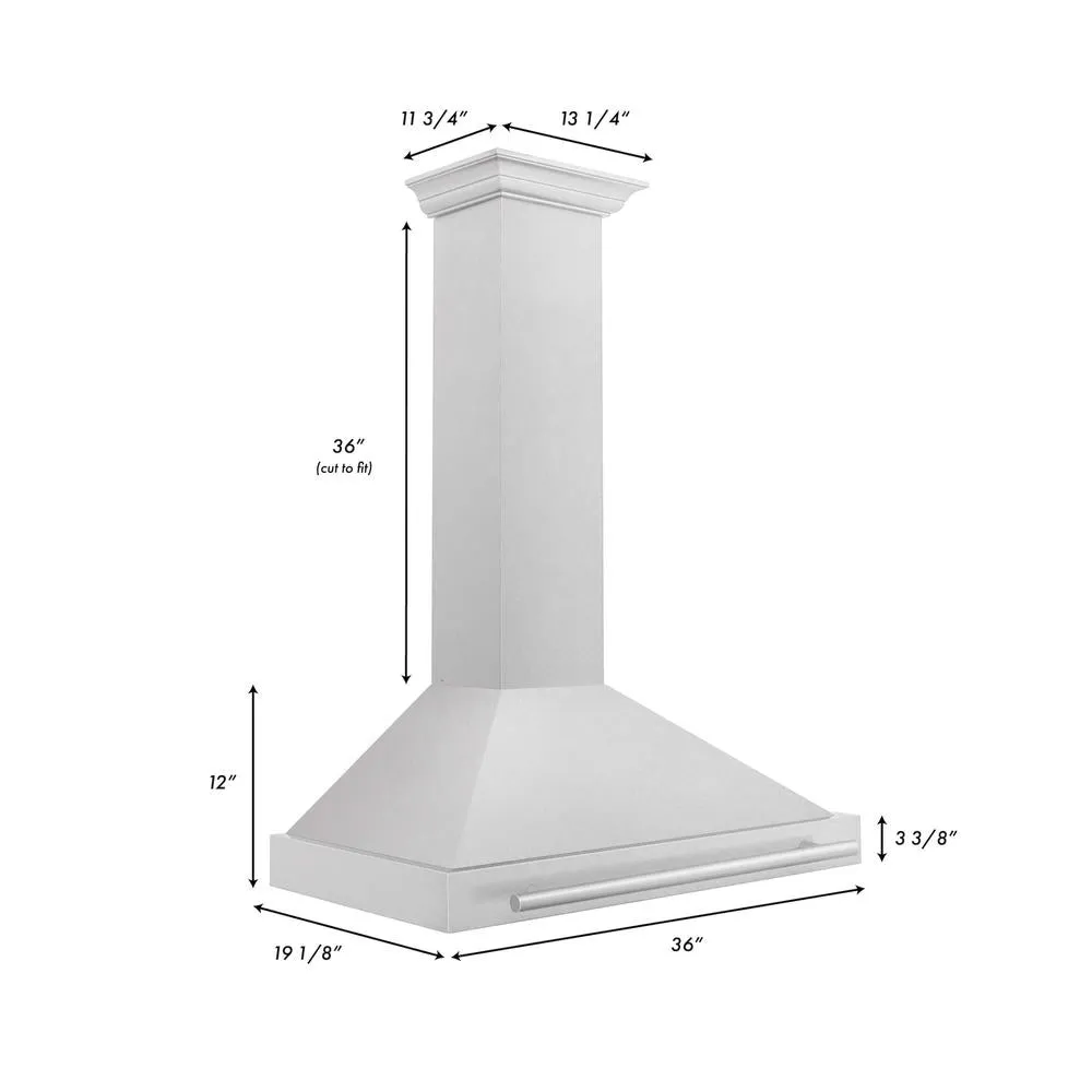 ZLINE 36 in. Convertible Fingerprint Resistant Satin Stainless Steel Range Hood with Colored Shell Options and Stainless Steel Handle (KB4SNX-36)