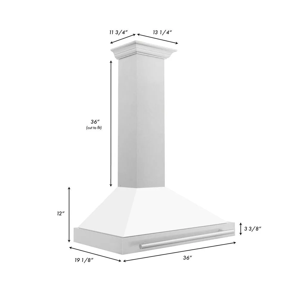 ZLINE 36 in. Convertible Fingerprint Resistant Satin Stainless Steel Range Hood with Colored Shell Options and Stainless Steel Handle (KB4SNX-36)